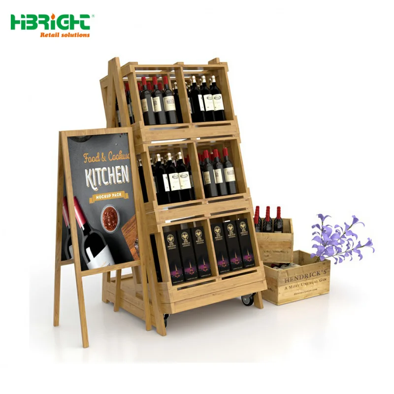 custom.Adjustable Angle Wooden Wine Display Stand Suitable Various Stores and Commercial Wine Racks
