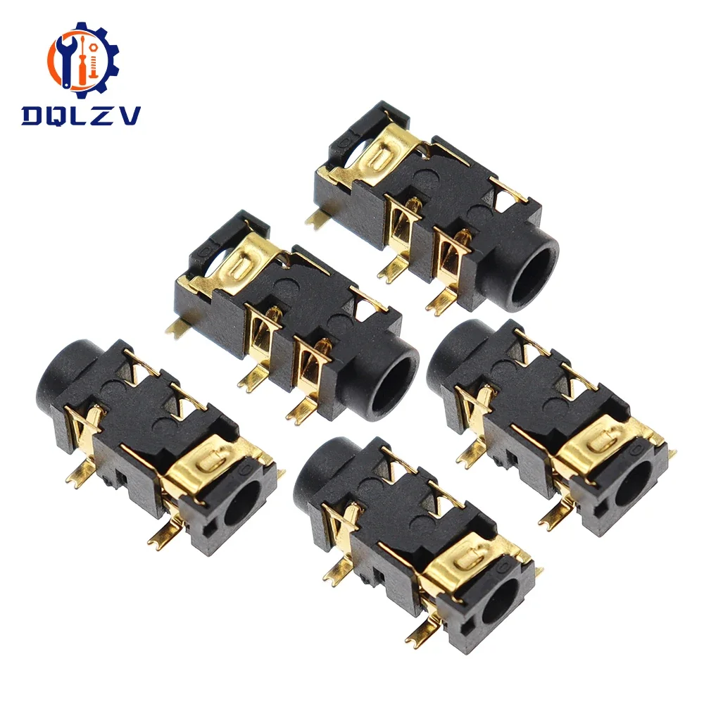 Female Audio Connector 5 Pin SMT SMD Headphone Jack Socket PJ-327A Gold-Plated Patch SMD Audio Earphones Socket 3.5mm