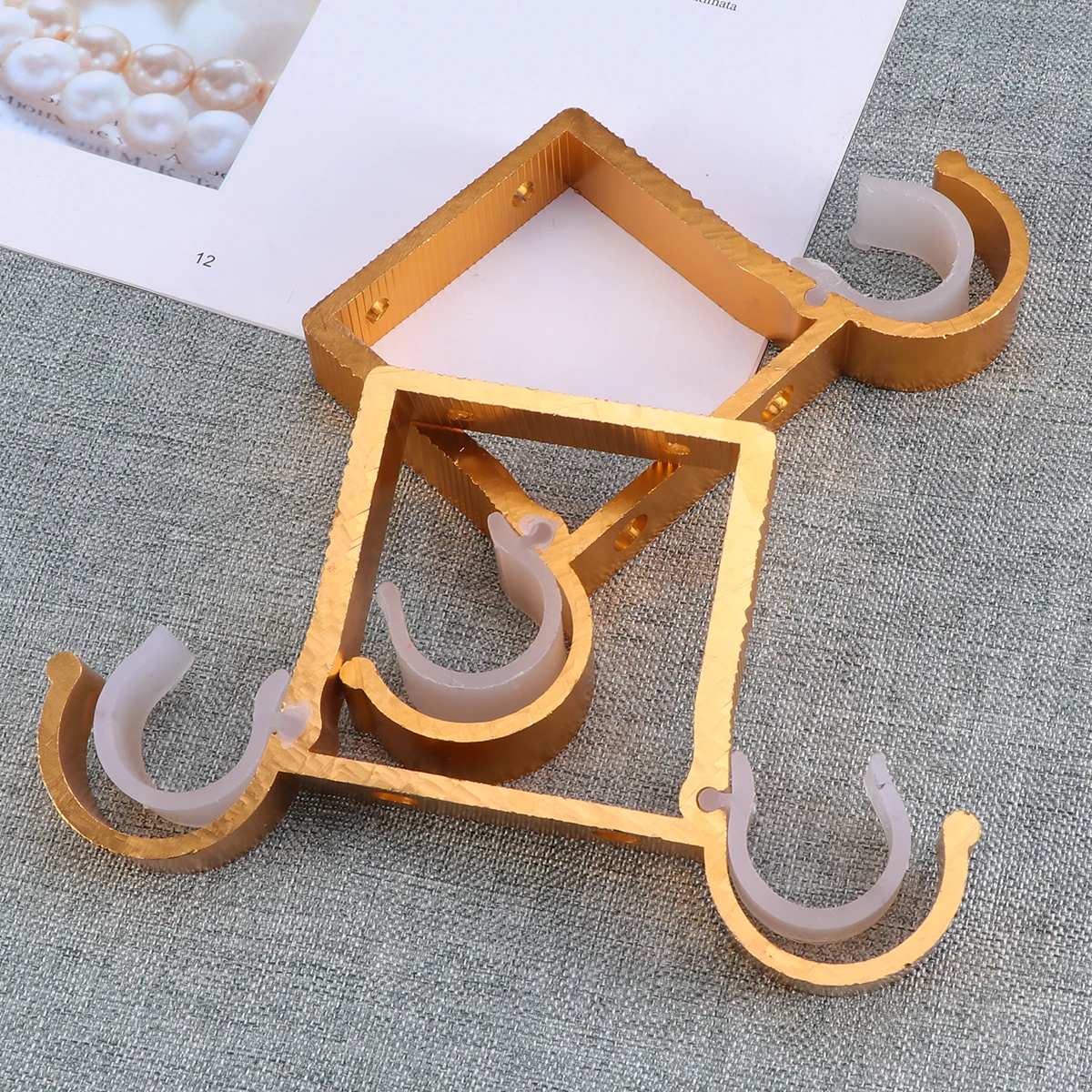 

2Pcs Curtain Rod Bracket Aluminum Alloy Double Hook Thick Style Stable Mounting Heavy Curtains Curtain Rod Bracket