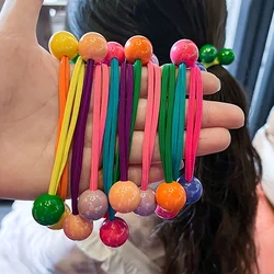 Colorful Hair Ties Set, 7 Pieces, Non-Slip Ponytail Holders With Ball Decorations, Suitable For Women And Girls