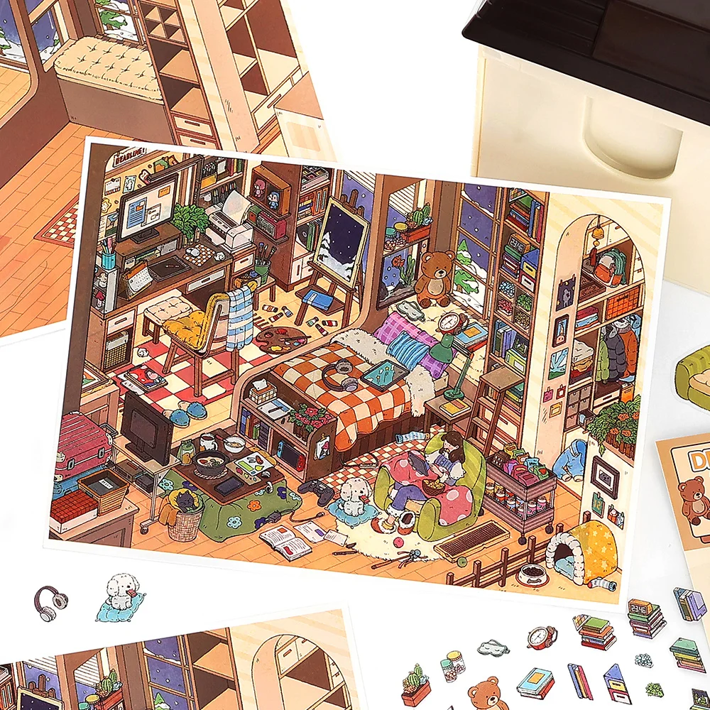 Kawaii الترفيه جناح 3D المنزل مذكرات المشهد ملصق DIY جيب المقصورة المشهد هدايا عيد الميلاد ﻿