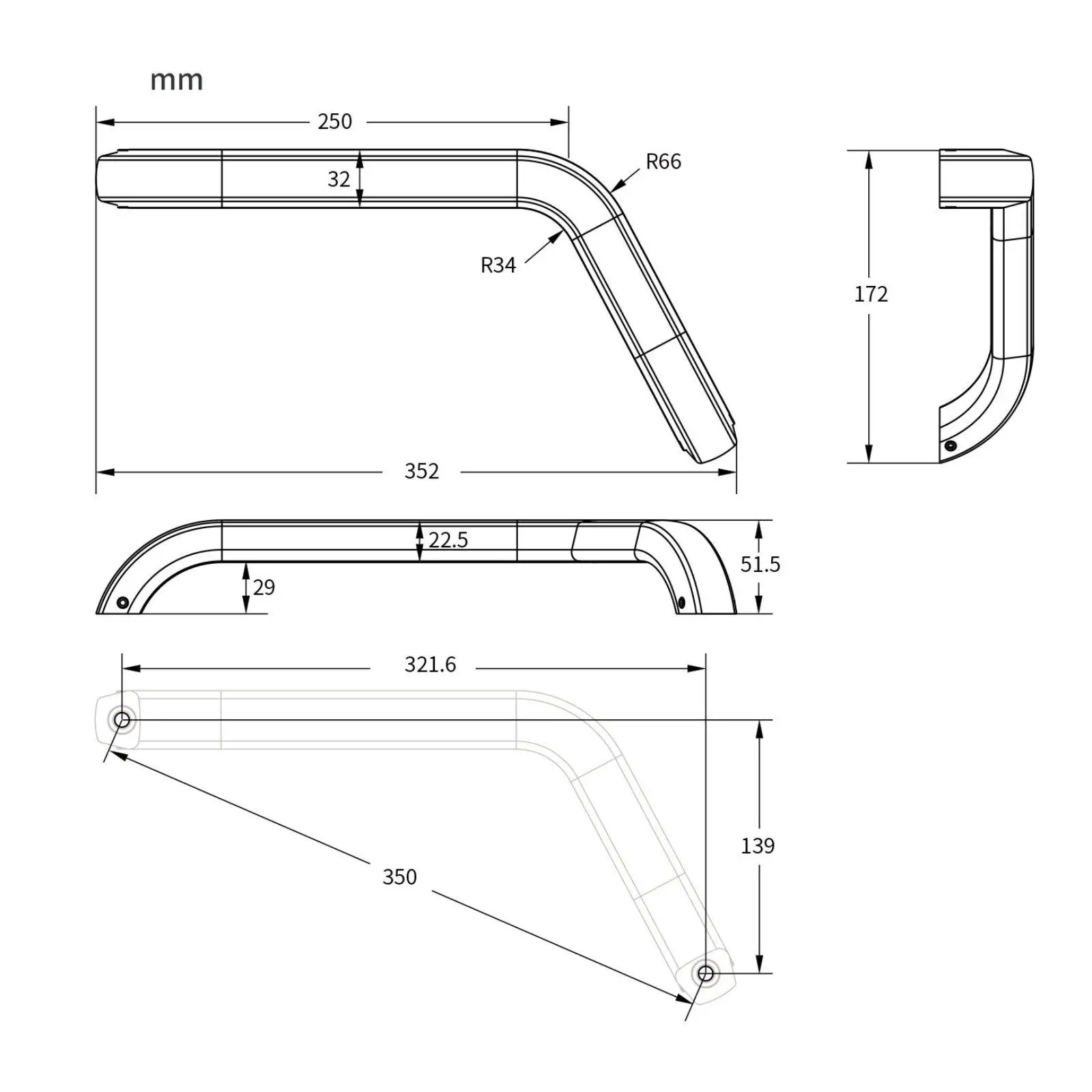 RV Exterior Assist Bar Widened Aluminum Alloy Door Handle for Interior Step Safety Camping Accessories
