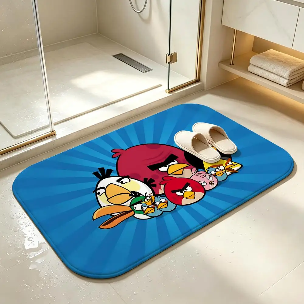 Game-Angry BirdsS Floor Mat Bedroom Carpet, Bathroom Foot Mat, Doormat, Non-Slip Absorbent Multi-Use