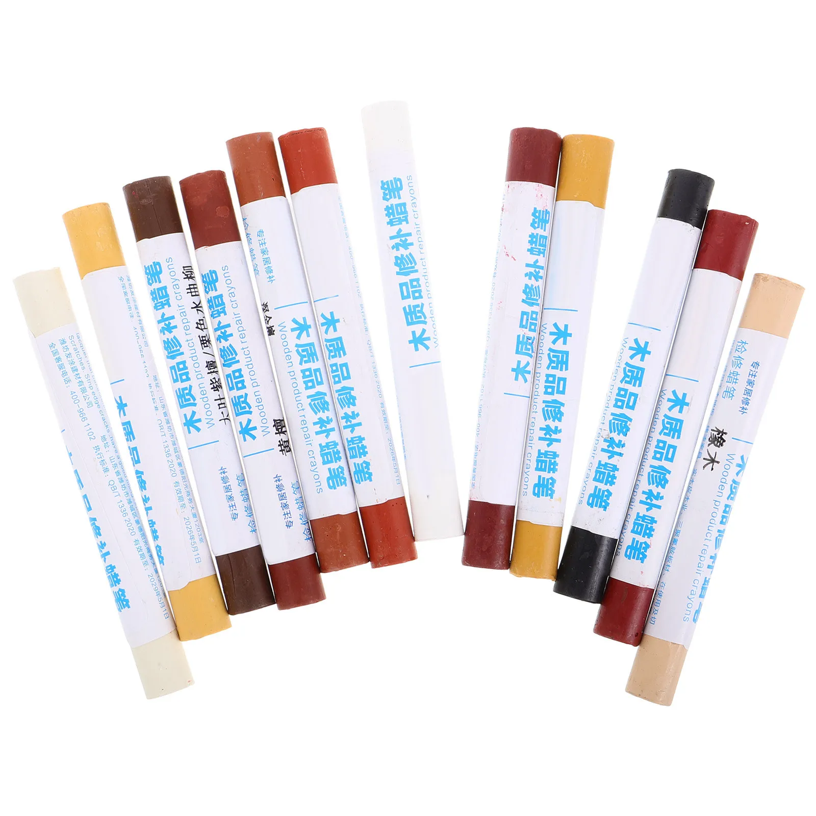 12Pcs Wax Crayons for Furniture Repair Scratch Remover Touch Up Pens Hardwood Laminate Vinyl Floor Repair Kit Portable
