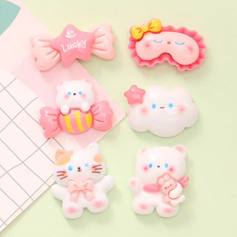 

Kawaii Cartoon Animal Cat Candy Star Resin Flatback Cabochon DIY Scrapbooking Decorative Craft Making Headgear Accessories