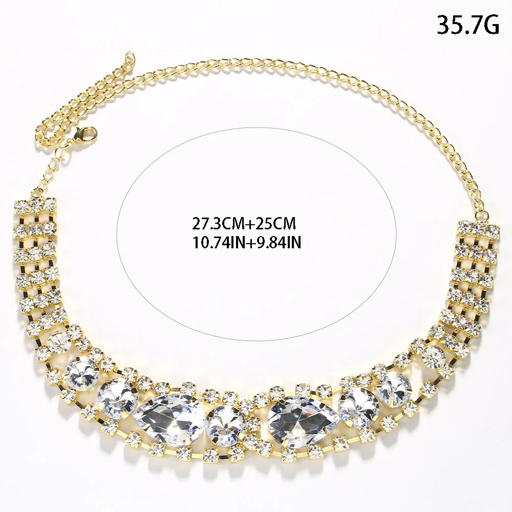 بيان الجوف حجر الراين المختنق قلادة مجوهرات الزفاف سيدة أنيقة قطرة الماء كريستال طوق المختنق الزفاف هدية الزفاف