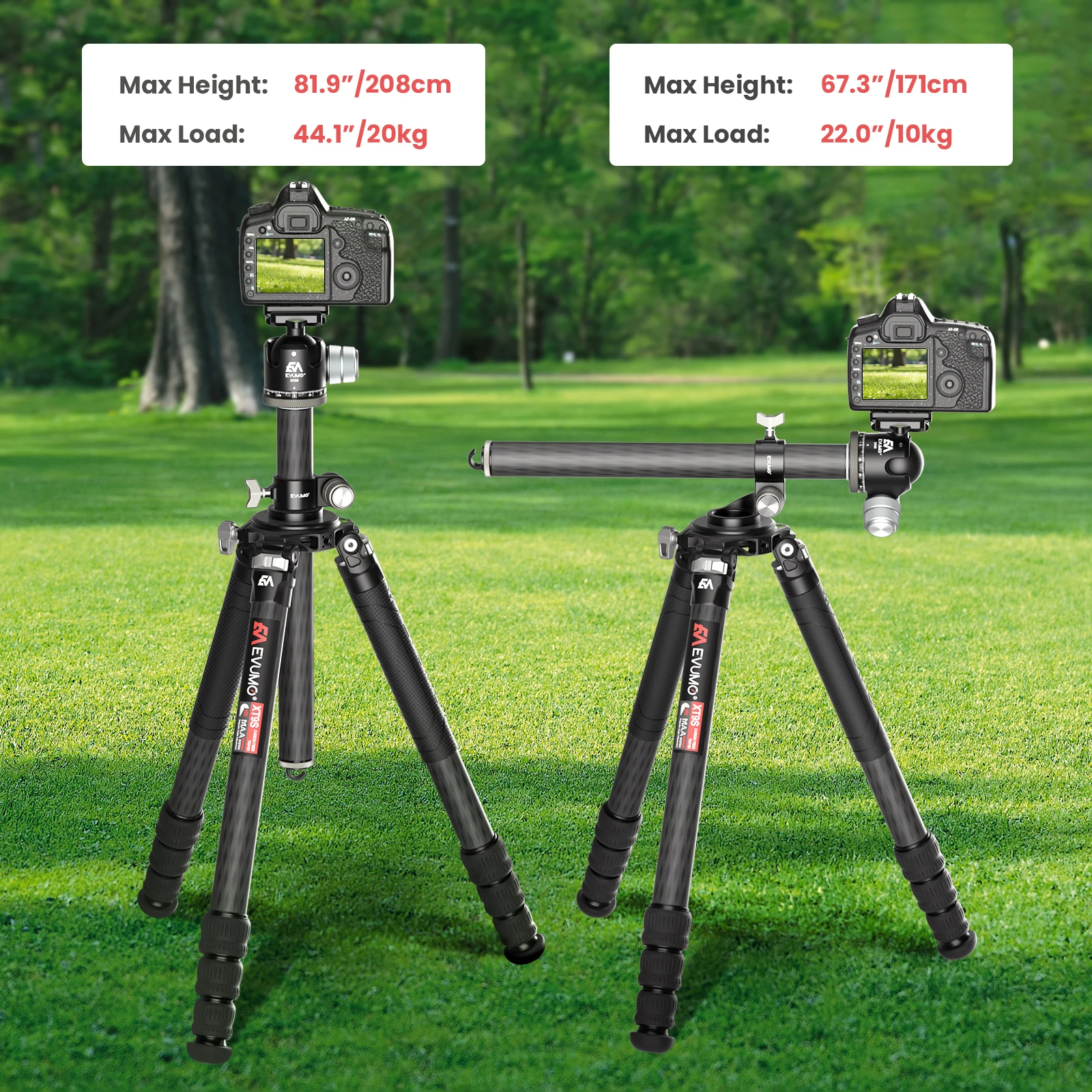 EVUMO XT9S Z8 Carbon Fiber Hunting Tripod Professional DSLRs Camera Tripod Heavy Duty Stand Camcorder Telescope Phone Load 40kg