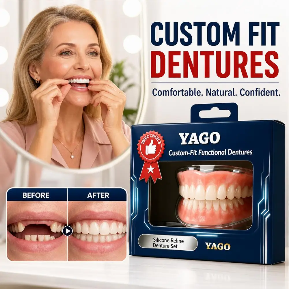 Complete Set of High-end Silicone Dentures with Perfect Fit and Adjustable Dentures Confident Smile and Oral Care Reusable Teeth
