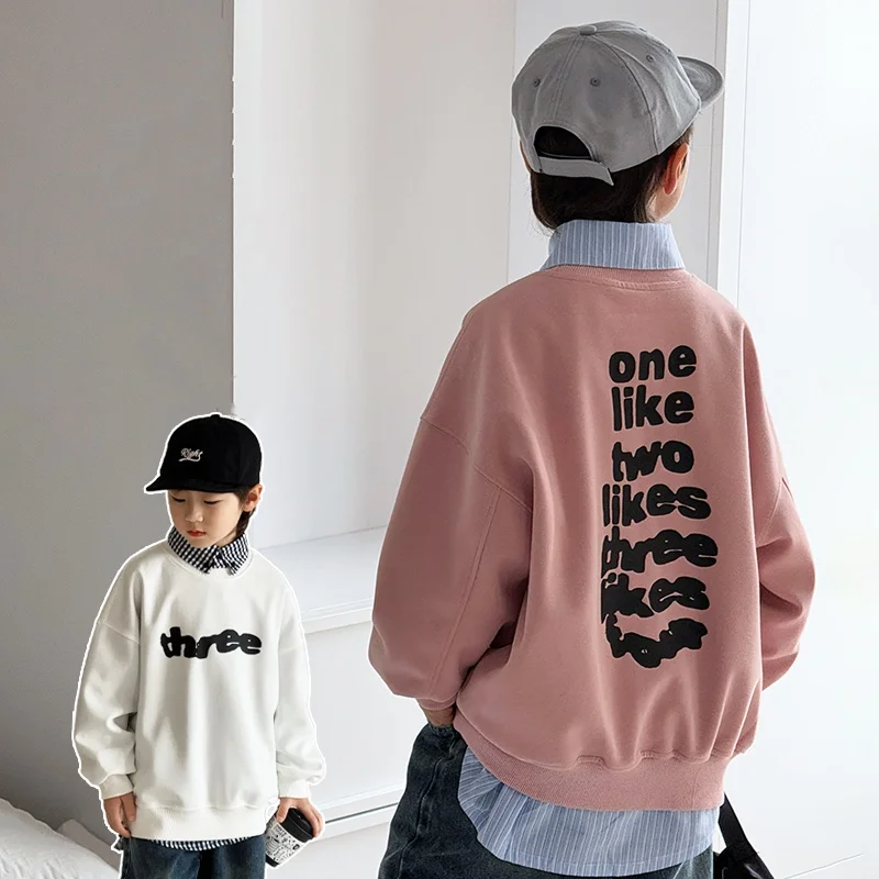 

Baby Boy Spring Autumn Hoodie Ages 2-11Y Kids Letter Print Unisex Sweatshirt European Style Top for Child Boy Casual Fashion Top