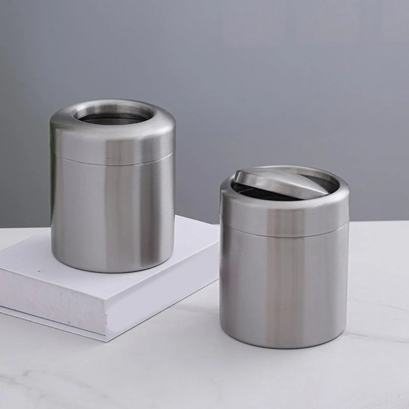J0MC Small Countertop Trash Bin With/Without Swing Lid Stainless Steel Trash Can 1.5L