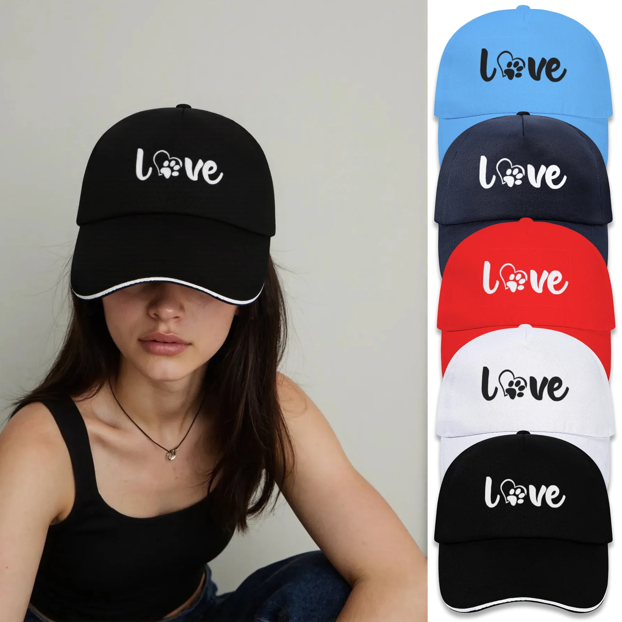 

1pc Fashion Baseball Cap Art love printed unisex casual Cap Adjustable spring/summer sun cap Ideal for outdoor sports travel