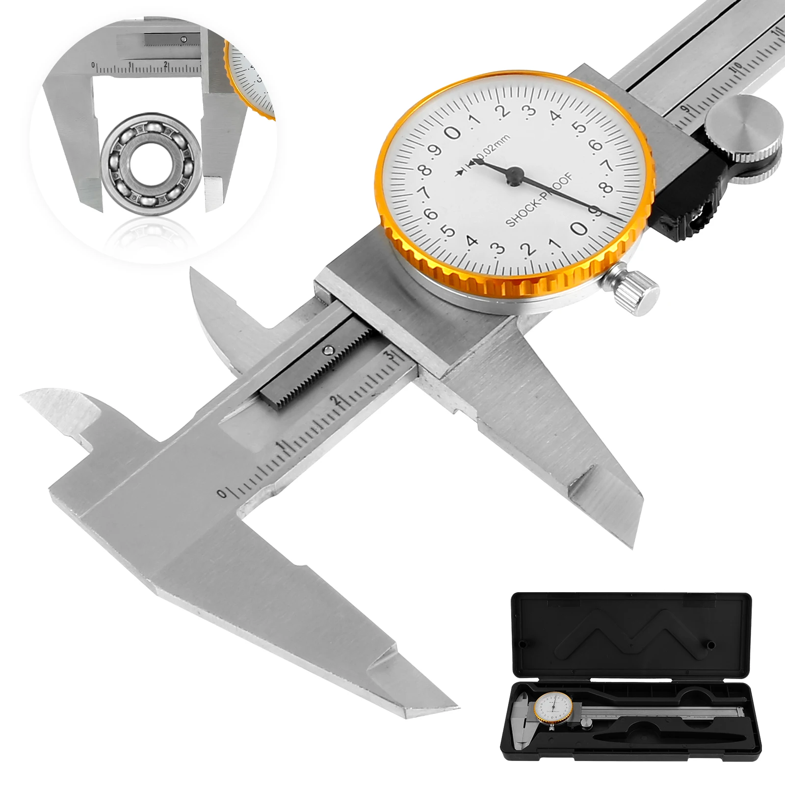 

3pcs 150mm Dial Caliper Stainless Steel Vernier Caliper High Precision Inside Outside Diameter Depth Caliper Measuring Tool