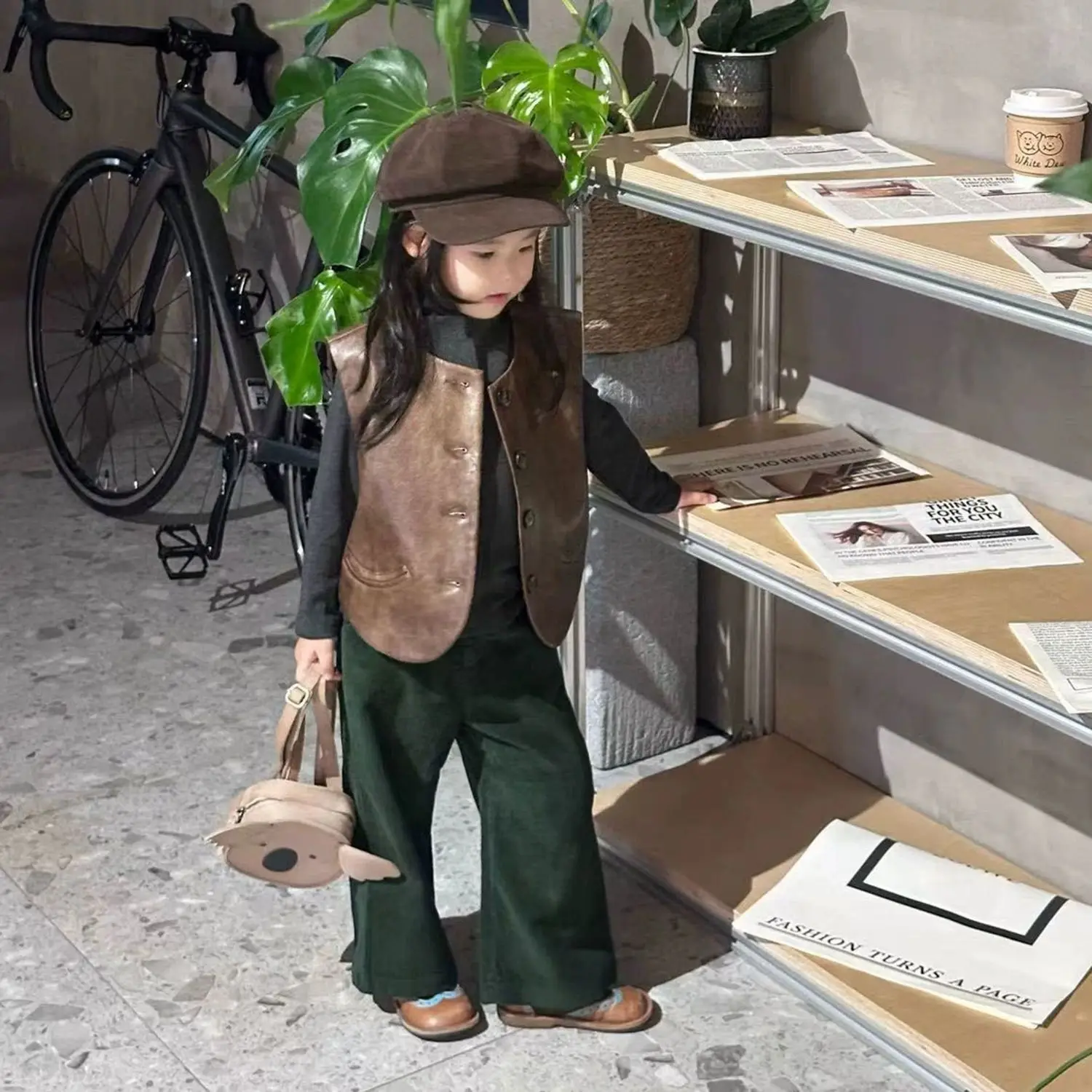 Girls Childrens Clothing 2026 Autumn High-end Sense Suit Trendy Little Girls Fashionable Vest Leather Casual Kids Style