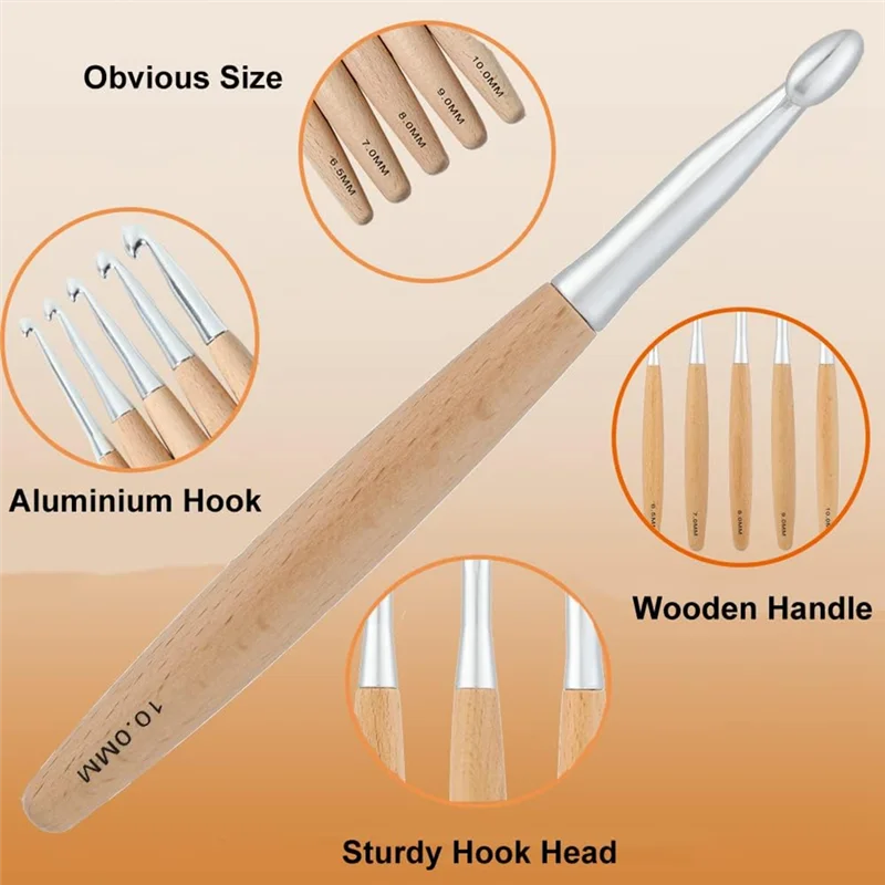 Large Wooden Crochet Hooks 4
