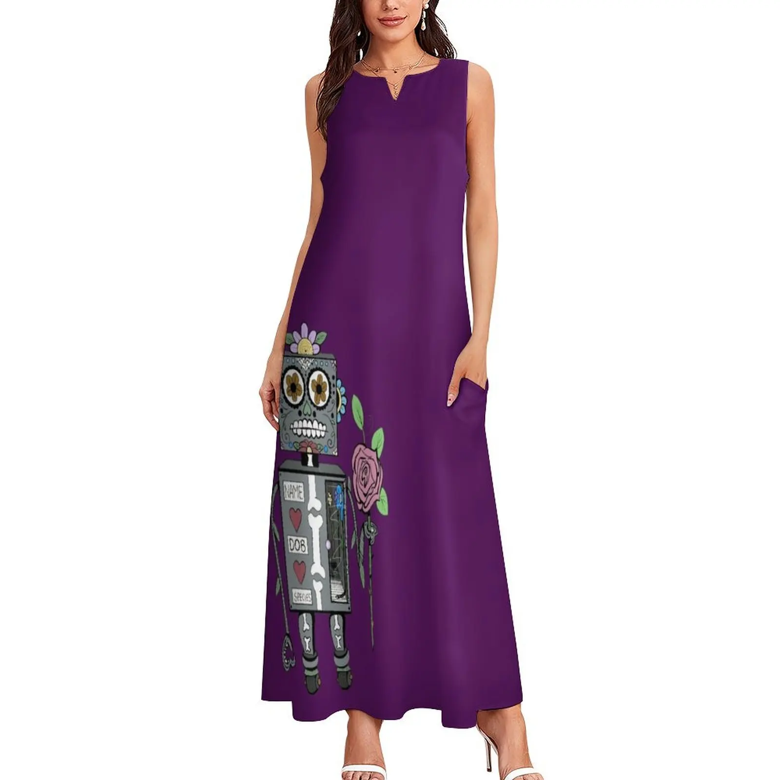 Day of the Dead Condolence Bot Long Dress women's summer jumpsuit dress summer