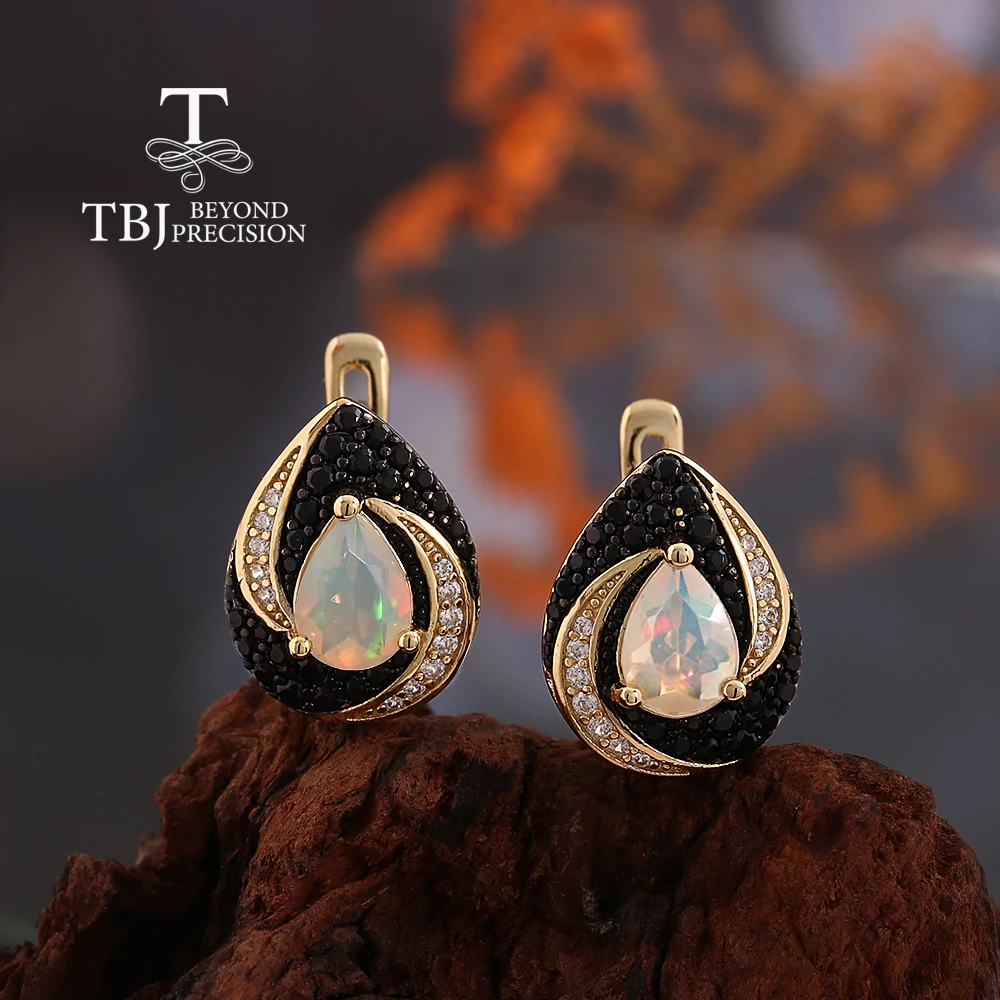 925 Sterling Silver earrings Colorful Natural opal pear 5*7mm October Birthstone Vintage fine jewelry for women's banquet gifts
