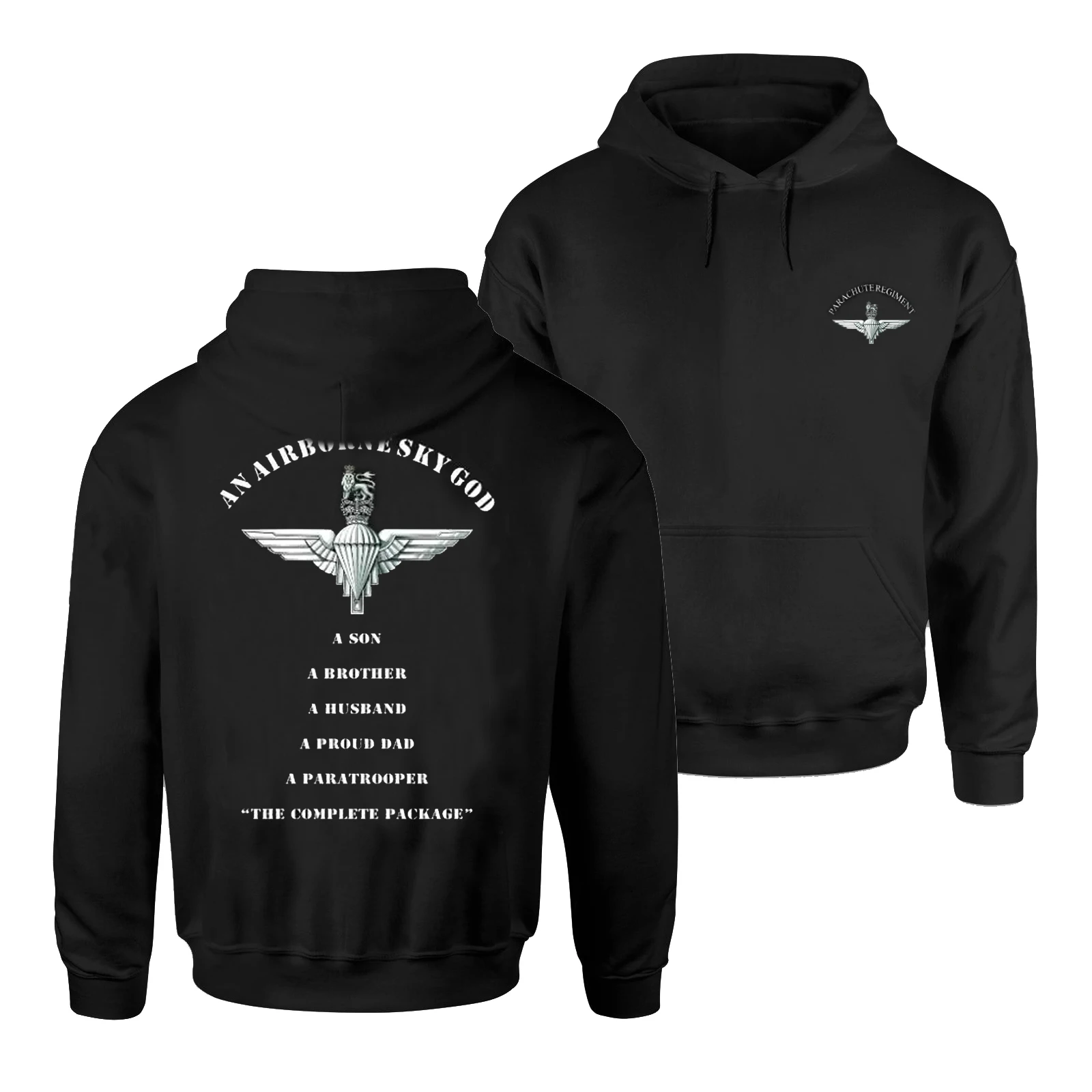 

Airborne Sky God Parachute Regiment Paratrooper Pullover Hoodie Mens 100% Cotton Comfortable Casual Military Veteran Streetwear