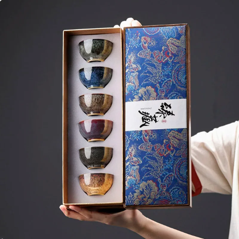 Chinese Kung Fu Tea Set, Retro Kiln Turned Ceramic Tea Cup, Home Master Cup, Drinking Utensils, Tea Set Accessories, Gift Box