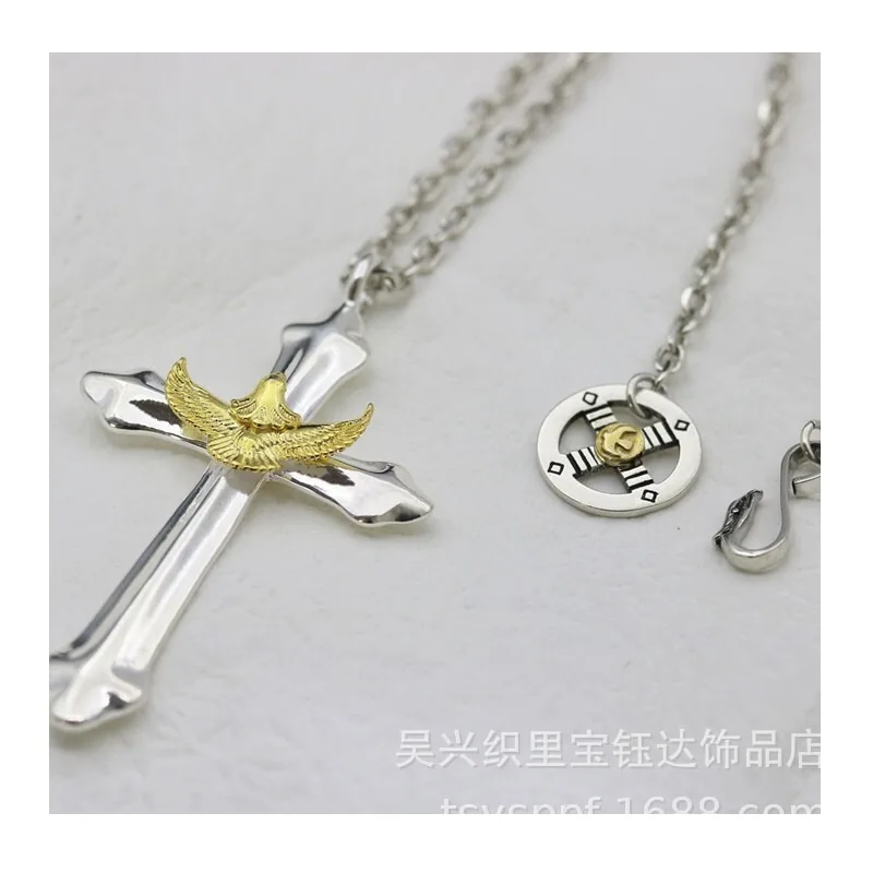 

Tide Brand Takahashi 'Goro Cross Gold Flying Eagle Pendant Thai Silver Vintage Fashion Couple Necklace