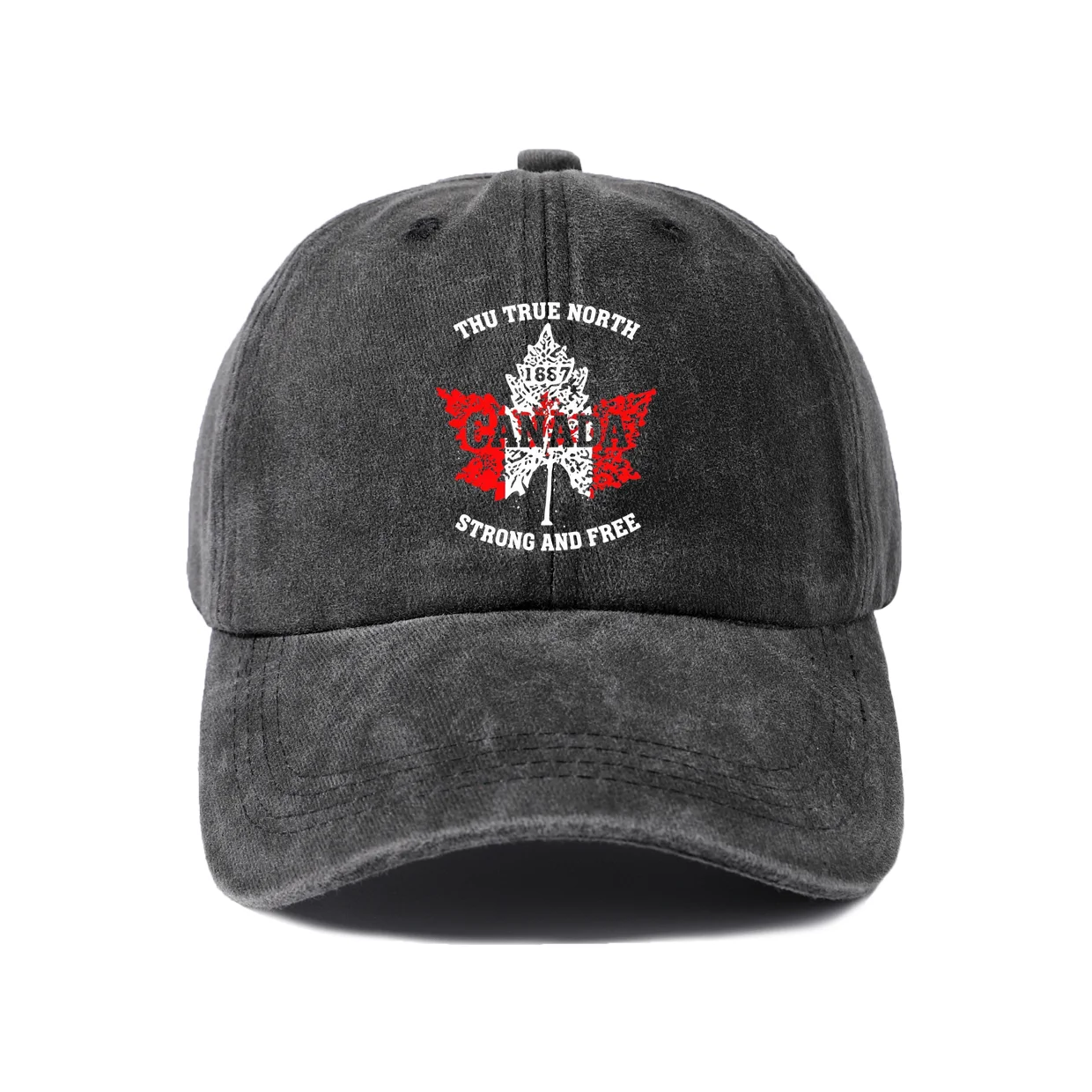 True North Canada Bear Graphic Baseball Cap, Vintage Washed Adjustable Unisex Dad Hat, Streetwear Gift