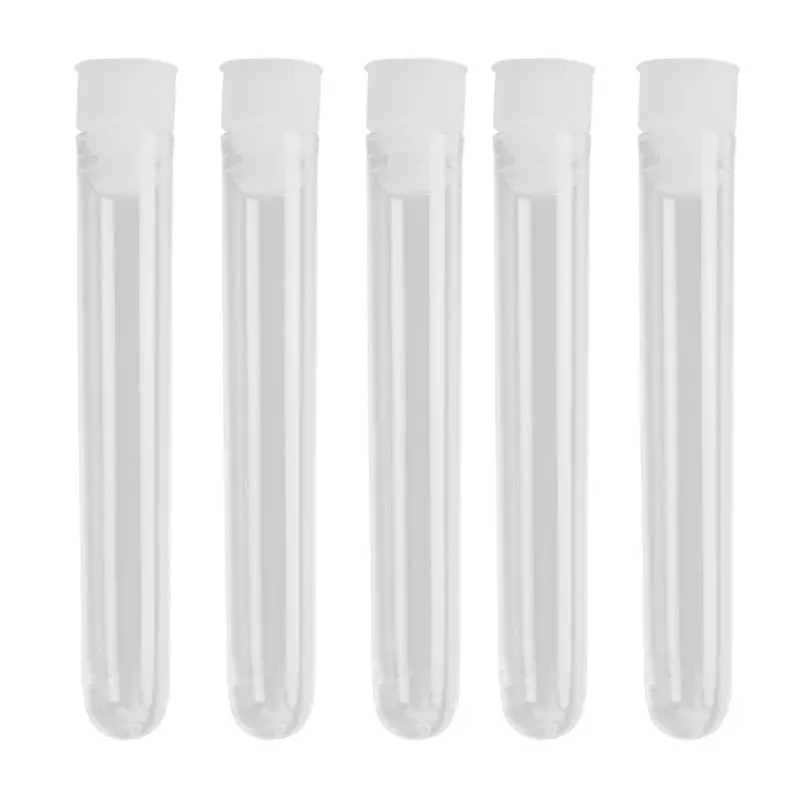 100Pcs Clear Plastic Test Tubes With White Screw Caps Sample Containers Bottles Push Caps 12X75mm Best-Selling