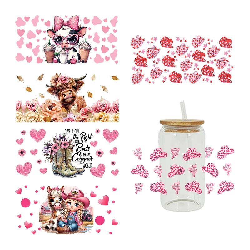 3D UV DTF Transfers Stickers 16oz Cup Wraps Cartoon Cowboy Printed For DIY Glass Ceramic Metal Leather Etc. D12273