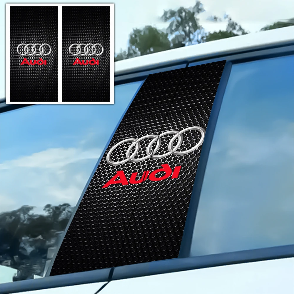 2 Stück Auto-Zentralsäulen-Emblem-Aufkleber B-Säulen-Dekorfolien für Audi Sline QUATTRO A1 A2 A3 A4 A5 RS A6 Q3 Q5 Q6 Q7 B8 Zubehör