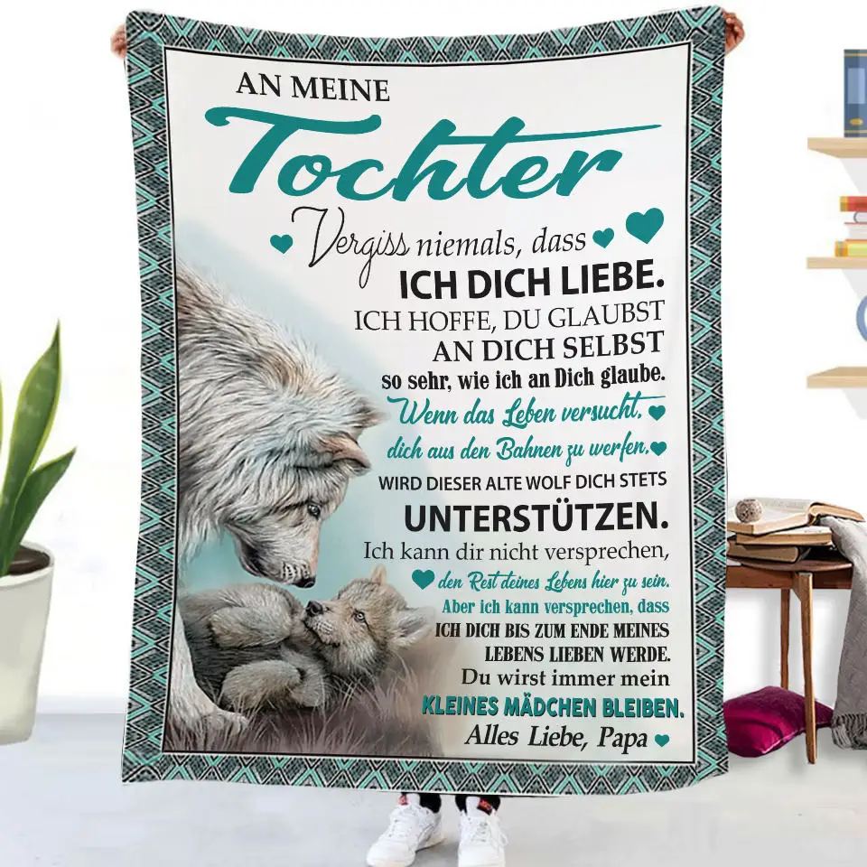 Flanelldecke mit deutschen Buchstaben „To My Daughter Son“, Weihnachtsgeschenk, warme Überwurfdecke für Bett, Sofa, Couch, Geburtstagsgeschenke, Heimkönigin – Detail 7
