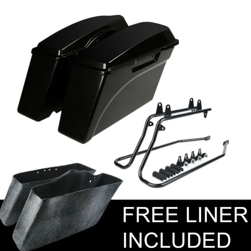 Motorcycle Hard Saddlebags Saddle Bag With Conversion Bracket For 1986-2017