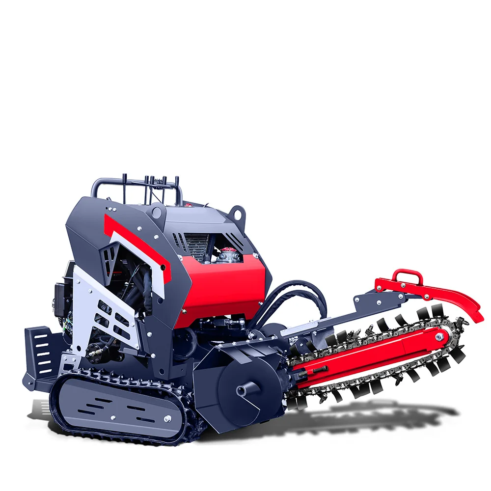 20hp Earthmoving Machinery Trencher زاحف صغير مجنزرة ذاتية الدفع الهيدروليكي خندق الساحرة زلق التوجيه محمل آلة الخنادق