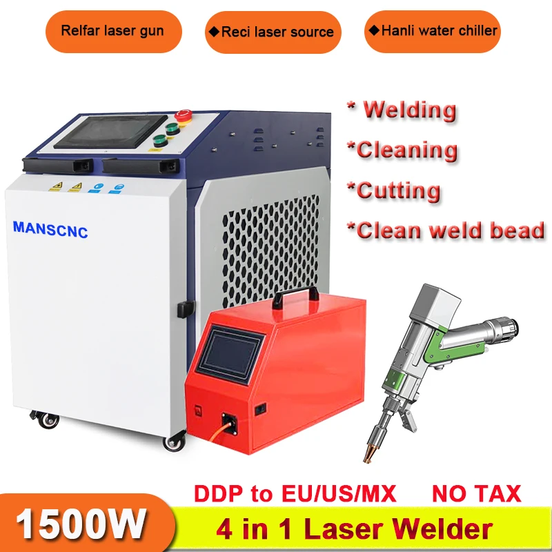 Handheld Automatic Laser Welder 1kw 1.5kw 2kw 3kw Laser Welder Cutting Machine Welding Cutting Descaling Cleaning Multifunction