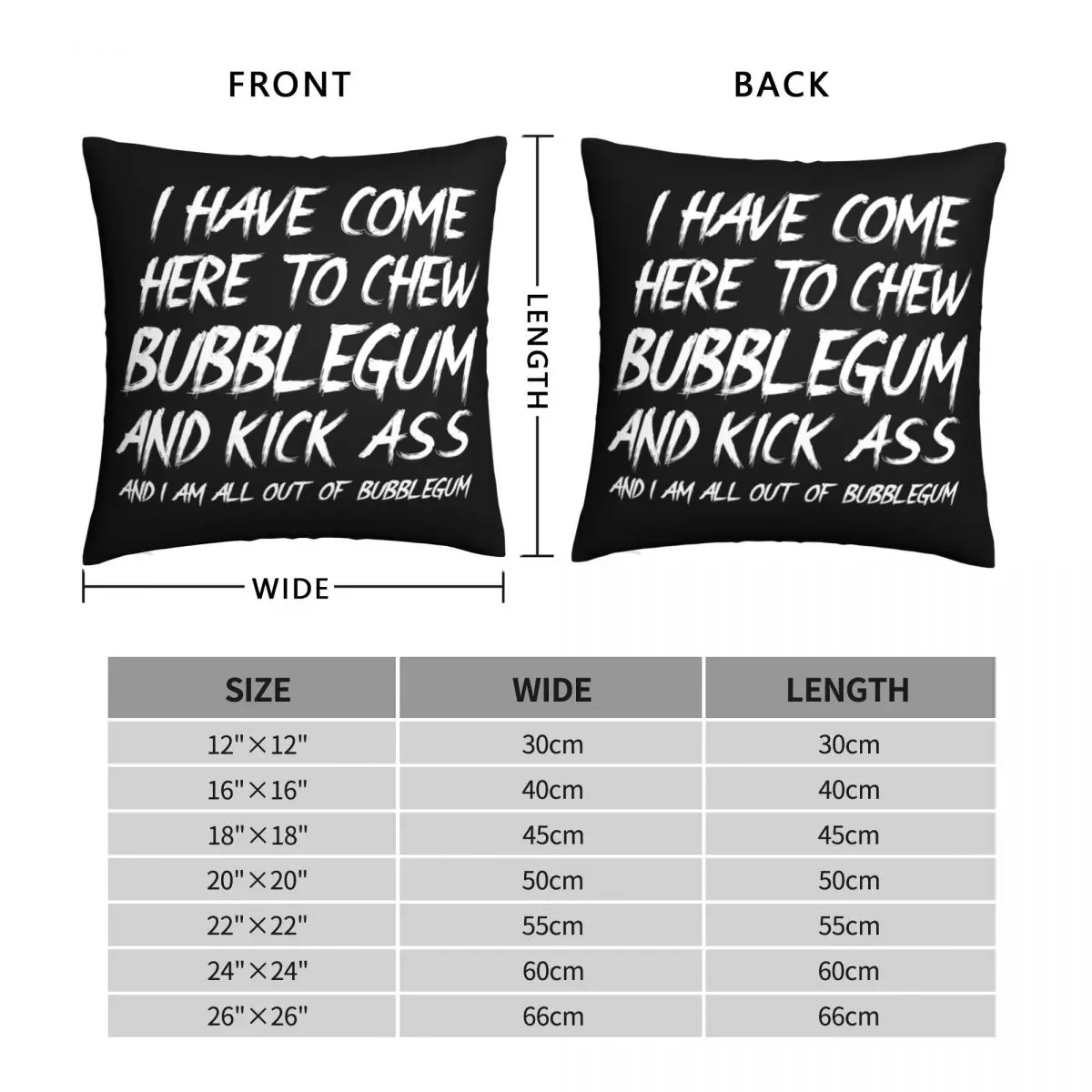 Chew Bubblegum And Kick Ass Square Pillowcase Polyester Linen Velvet Pattern Zip Decorative Throw Pillow Case Room Cushion Cover