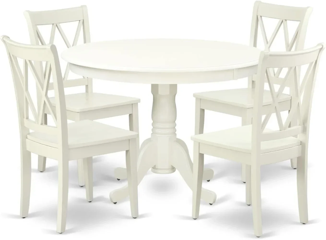 

5 Piece Dining Room Table Set Includes a Round Kitchen Table with Pedestal and 4 Dining Chairs, 42x42 Inch, Linen