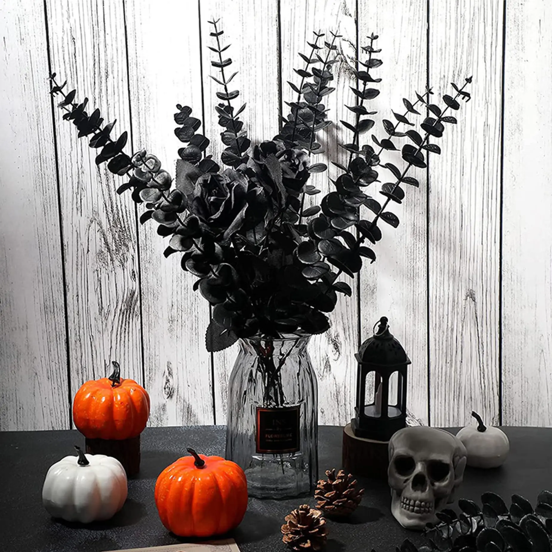 10/20PCS Artificial Eucalyptus Stems Gold Leaves Fake Flowers for Floral Arrangement Wedding Bouquets Thanksging Xmas Decoration