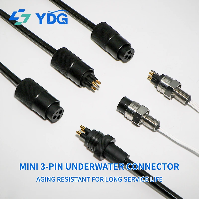 SubConn Compatible 3 Pin Micro Underwater Connector MC Series Male & Female 10A 300 V IP69K 7000m Stainless Steel Gold Plated