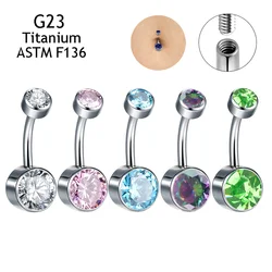 Popular G23 Titanium Belly Button Rings 14G Navel Piercing 5A CZ Gems Nombril Bar Belly Piercing Sexy Body Jewelry For Women