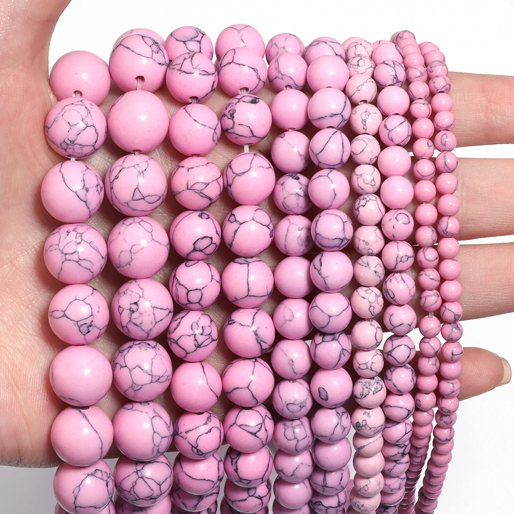 24-140 teile/los 4 6 8 10 12 14 16mm Naturstein Perlen Bunte Türkis Perlen Runde lose Perlen Für Schmuck Machen DIY Armband – Detail 15