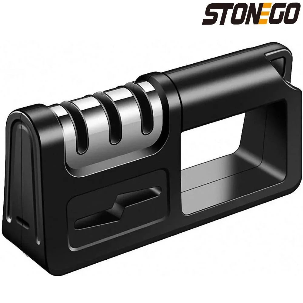 

STONEGO 1PC 4-in-1 Hunting Outdoor Kitchen Knife Sharpener, Sharpen with Diamond, Ceramic,Tungsten for Knives and Scissors