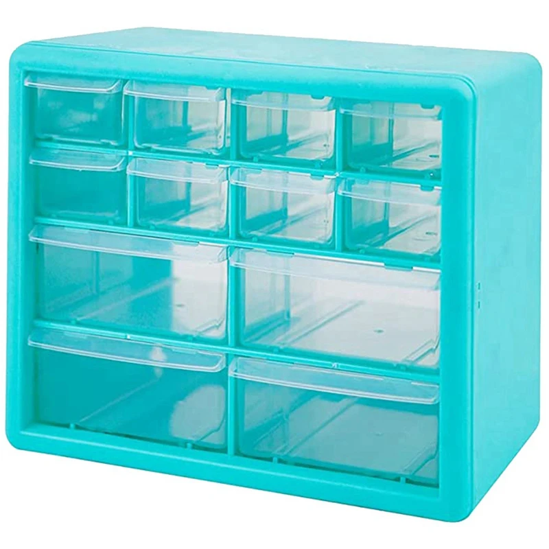 Abwr-desktop pengatur penyimpanan, dengan 12 laci Desktop kerajinan laci dada plastik Desktop kotak penyimpanan ornamen seni DIY