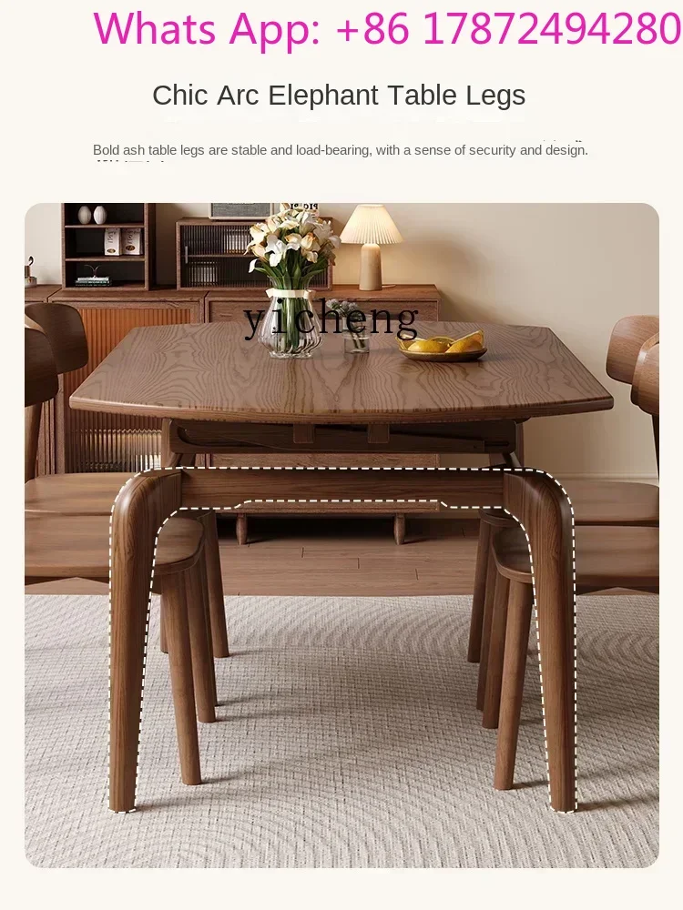 retractable dining  square and round dual-purpose folding dining table walnut medium and antique solid