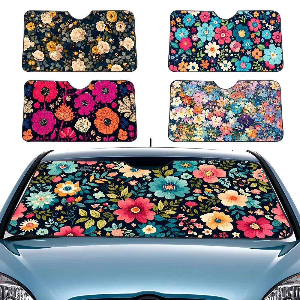 Colorful Flower Design Car SunShade Windshield Car Windscreen Cover Sun Shade Auto Visor Car Accessories