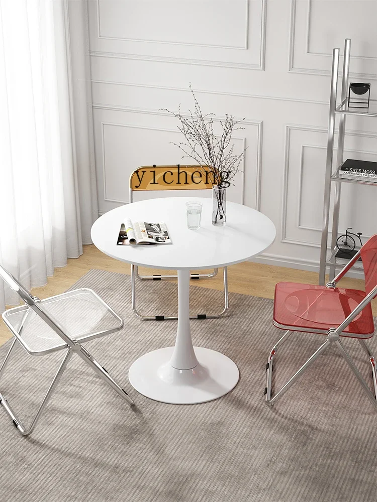 u3 White Small round Table Balcony Leisure Small Table Home Negotiation Table and Chair Combination