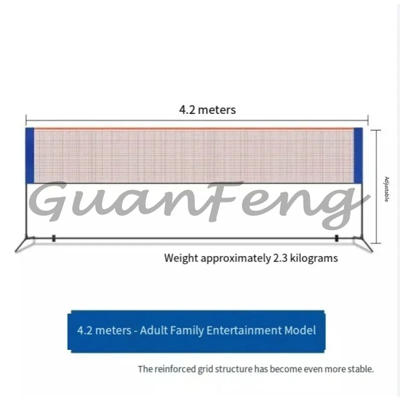 Adjustable height portable badminton mesh belt portable stand