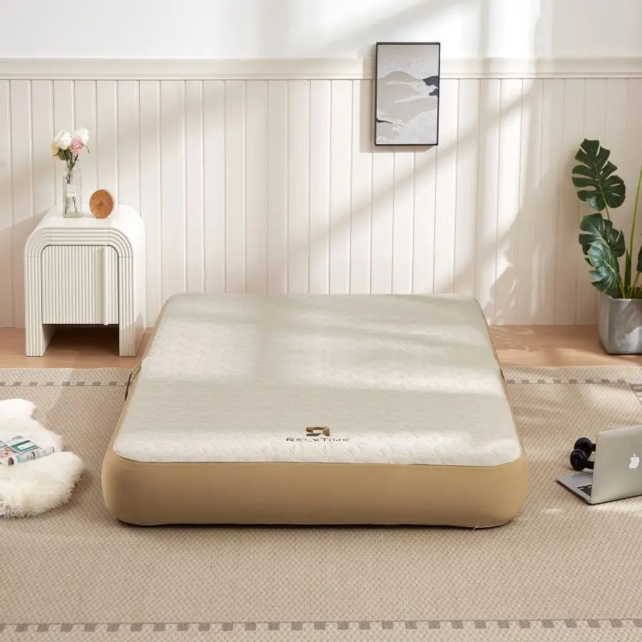 Self-bag Double Cheap Foldable Inflatable Air Bed Sleeping Flocked Mattress Camping