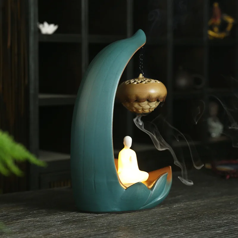 Lotus Ball LED Backflow Aromatherapy Hanging Incense Burner Night Light Ornament