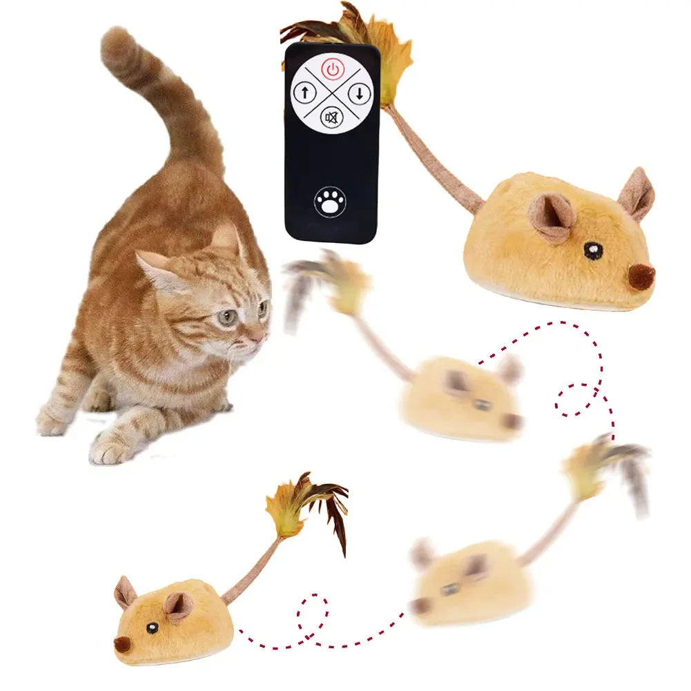 Cat Toy Rechargeable Wireless Remote Control Electric Simulation Induction Chasing Mouse Indoor Pet Boredom Reliever