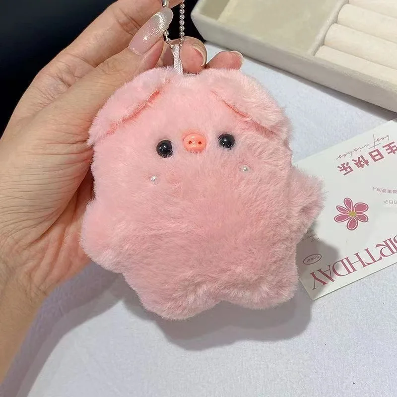 Pendentif de poupée couinant porcelet rose de 11cm, pendentif de sac à dos pour fille, joli porte-clés de poupée en peluche