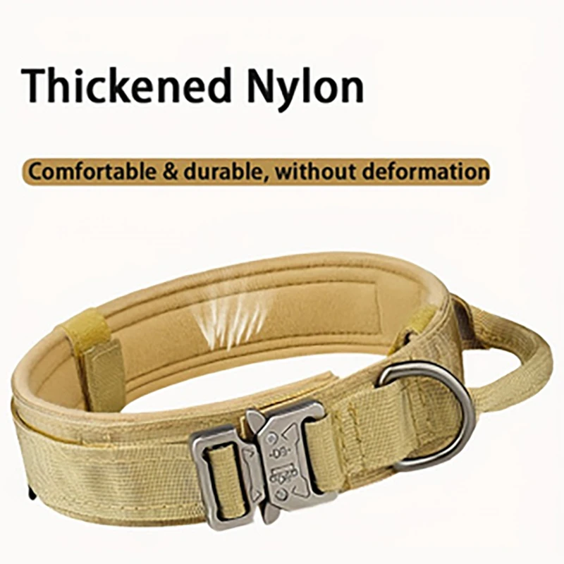Tactical Dog Collar Adjustable Military Nylon Dog Collar with Control Handle and Heavy Duty Metal Buckle for Medium & Large Dog view 4