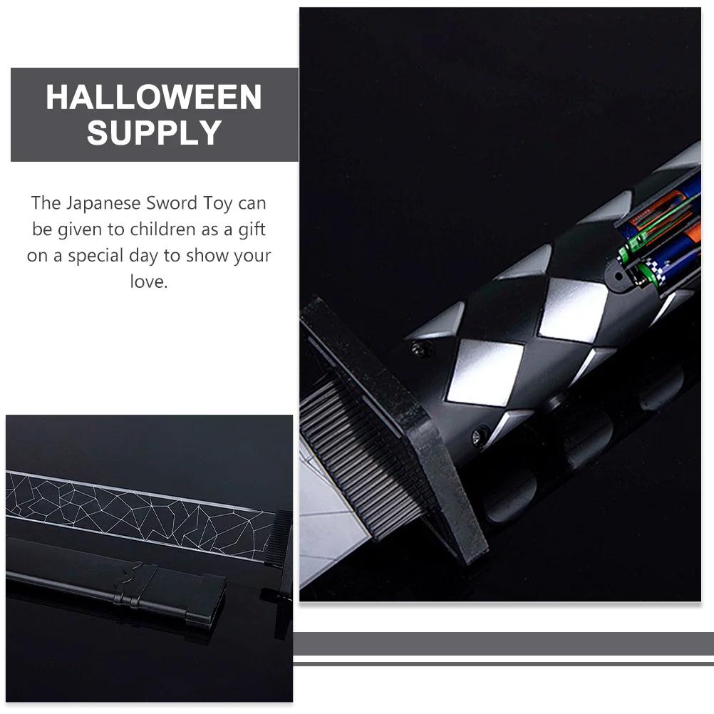 Espada de juguete brillante de estilo japonés para niños, fiesta interactiva de Cosplay, diversión, resistente al desgaste, suministro de Halloween, diseño de grietas geniales