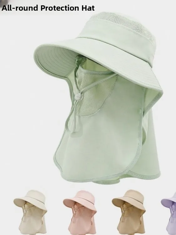 2026 New Women's All-Around Protection Hat UV Protection Summer Sunshade Neck Protector Integrated Cycling Sun Hat